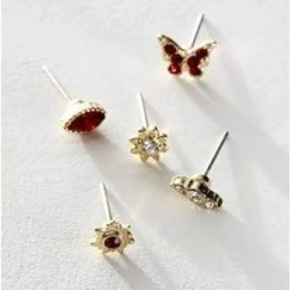NWT Free People Velvet Rosette Stud Earring Pack & Brooch - Black, Blue, Pink - Picture 6 of 10